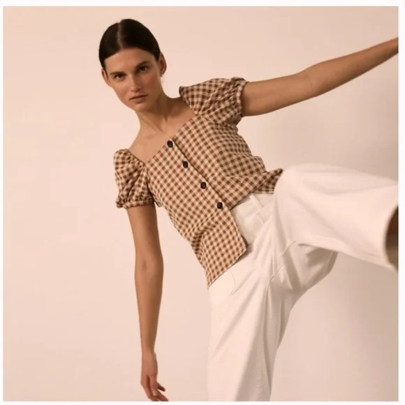 Madewell Gingham Blouse sz Med - Picture 8 of 9